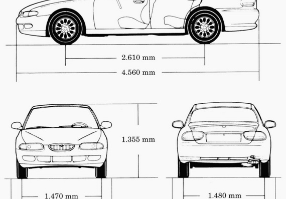 Mazda Xedos 6 (1993) (Mazda Ksedos 6 (1993)) - drawings of the car